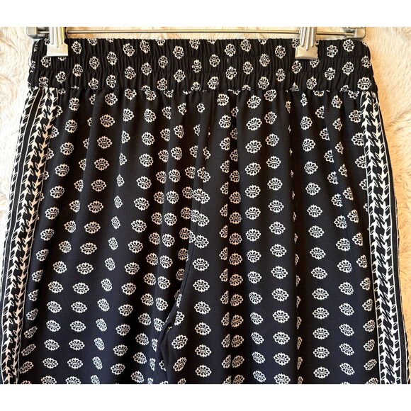 Max Studio Pants Womens Small Black White Patterned Wide Leg Boho Comfort - Picture 5 of 10
